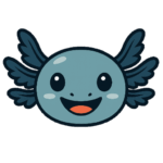 The face of Kevin, a sea green axolotl.